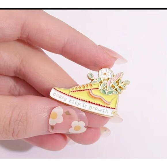 EVERY STEP IS GROWTH Floral Sneaker Enamel Backpack NEW - Picture 1 of 6